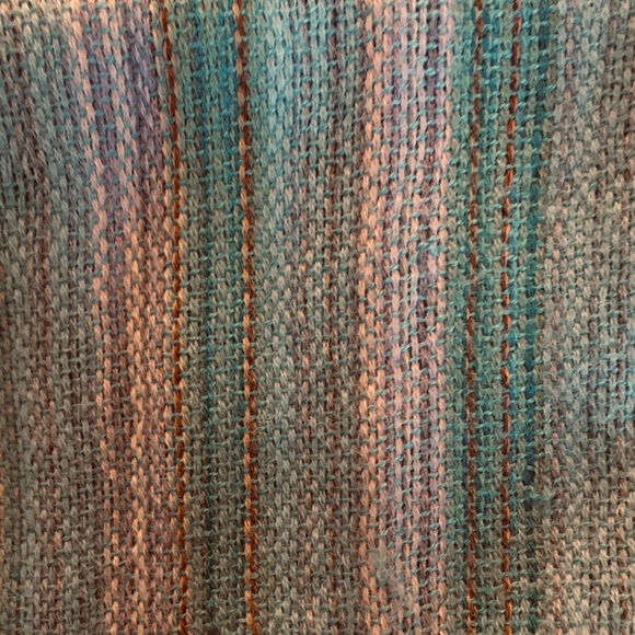 Alpaca Scarf in Teal, mint green, grey and brown - Picture 2 of 10